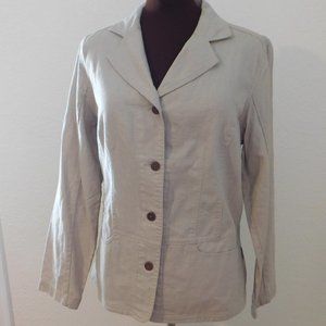 Woolrich Dark Stone Linen Blend Button Front Blazer Jacket Size Medium